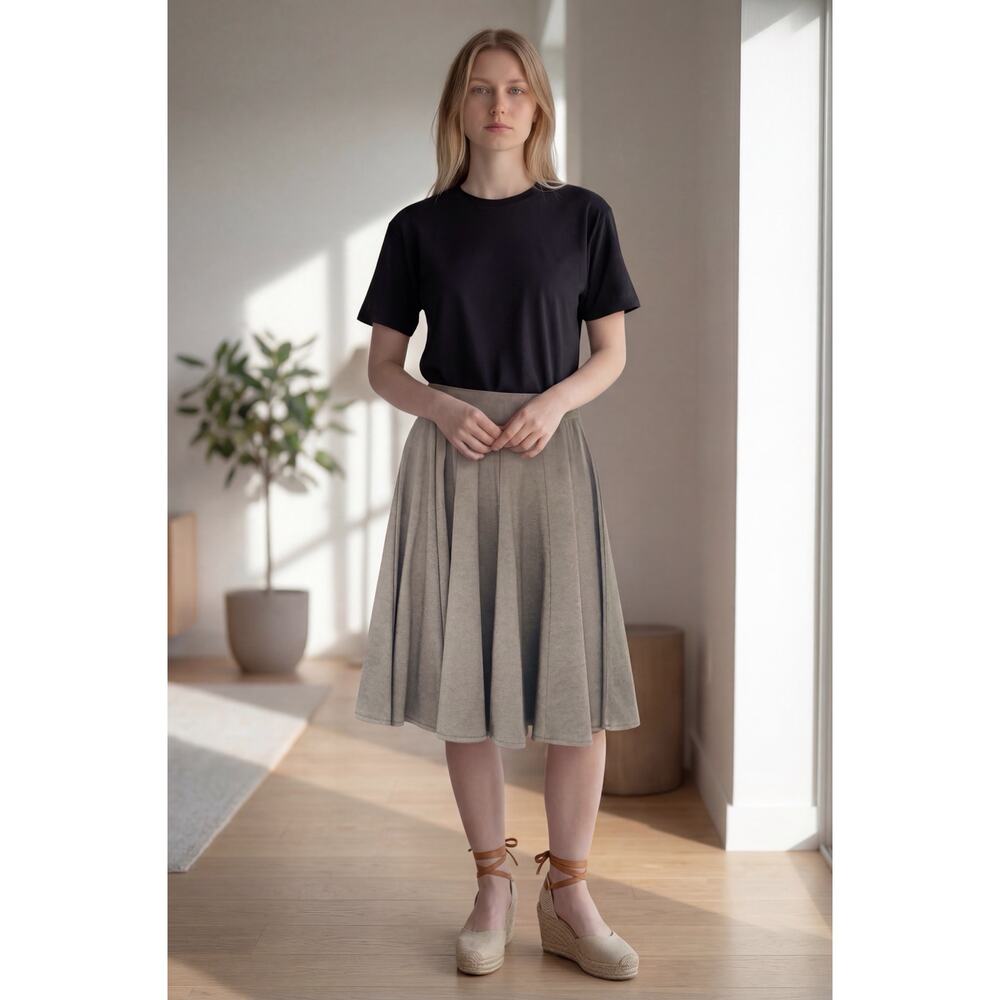 Grace Elements Fit & Flare Skirt Versatile Neutral  Colored Taupe Stretch Knit